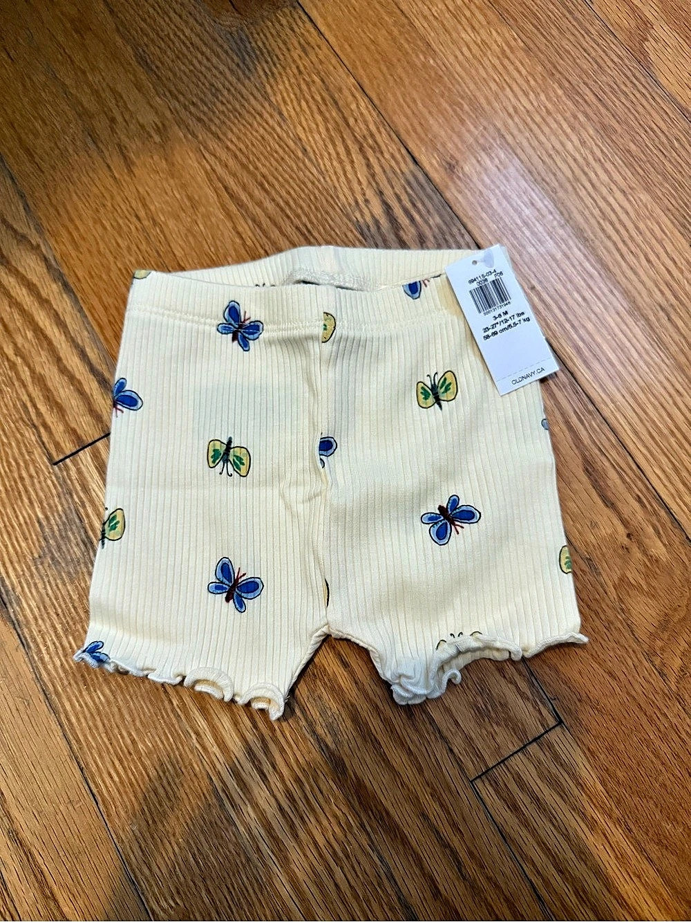 Old Navy Baby Floral Shorts Cream & Blue 3-6M NWT
